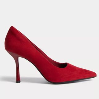 M&S red heels - Queen Rania red trouser suit