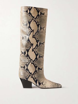 Jane Snake-Effect Leather Knee Boots