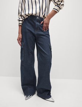 High Waisted Wide Leg Cargo Jeans