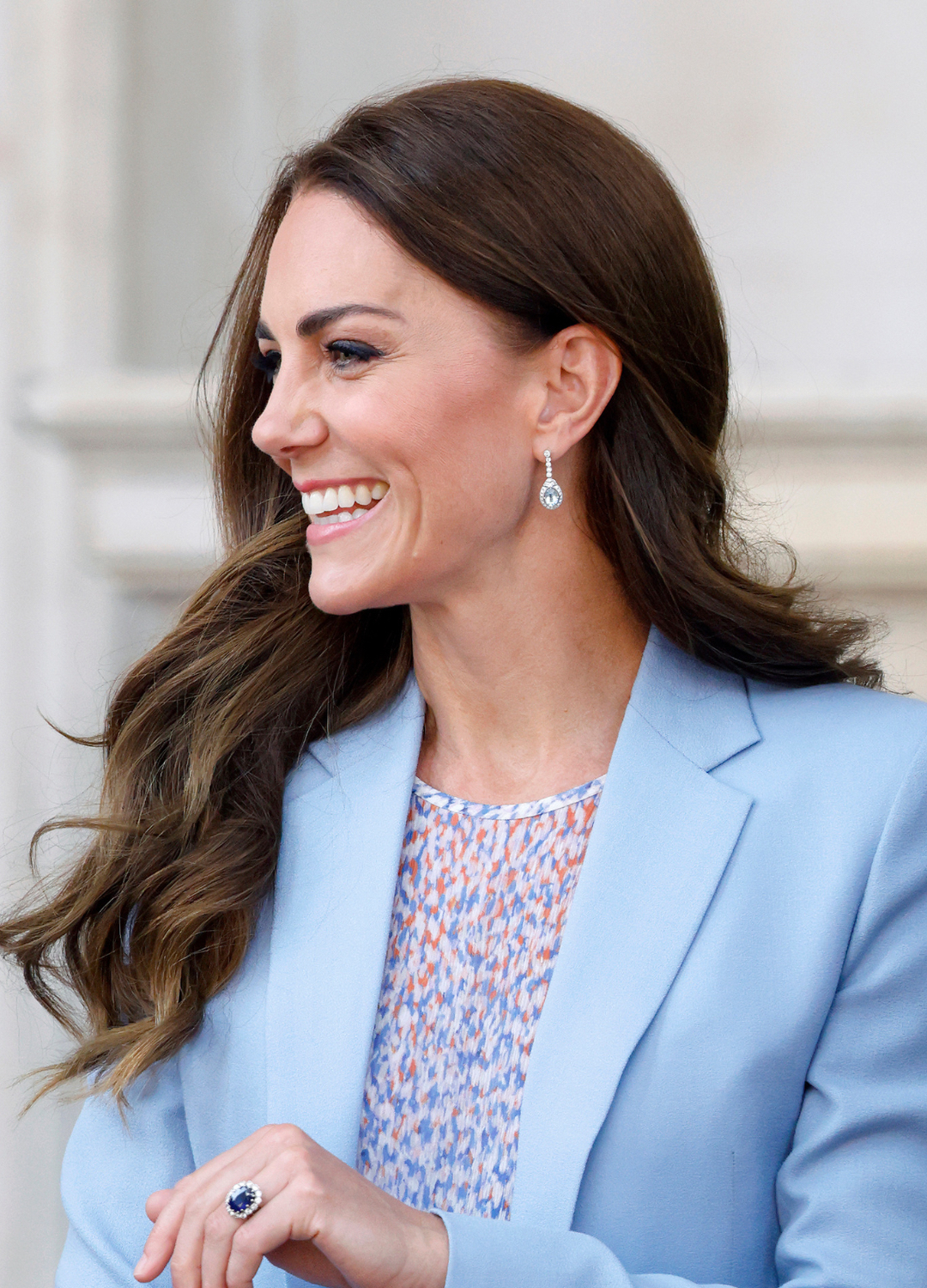 Catherine, Duchess of Cambridge departs after visiting the Fitzwilliam Museum during an official visit to Cambridgeshire on June 23, 2022 in Cambridge, England