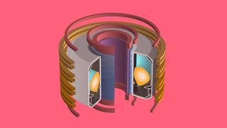 A total of 19 powerful electromagnetic coils surround the tokamak to keep the hydrogen plasmas in place in the fusion chamber and to affect their shape.