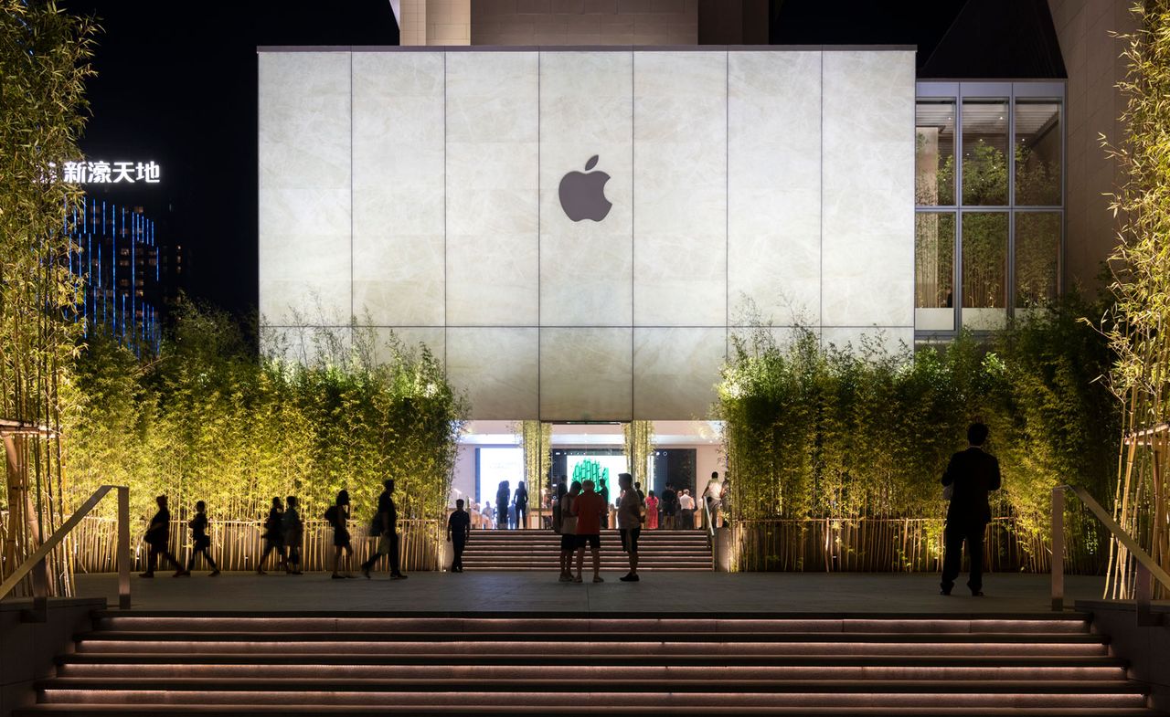 The exterior façade of the new Apple Store in Macau