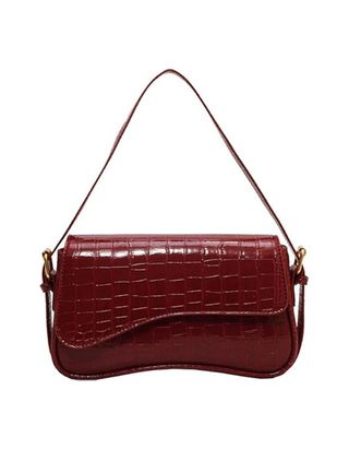 Women's Small Shoulder Bag Clutch Y2kpurse Handbag Pu Leather Tote Bag With 2 Removable Straps and Zipper Closure Crossbody Bags (crocodile Red)