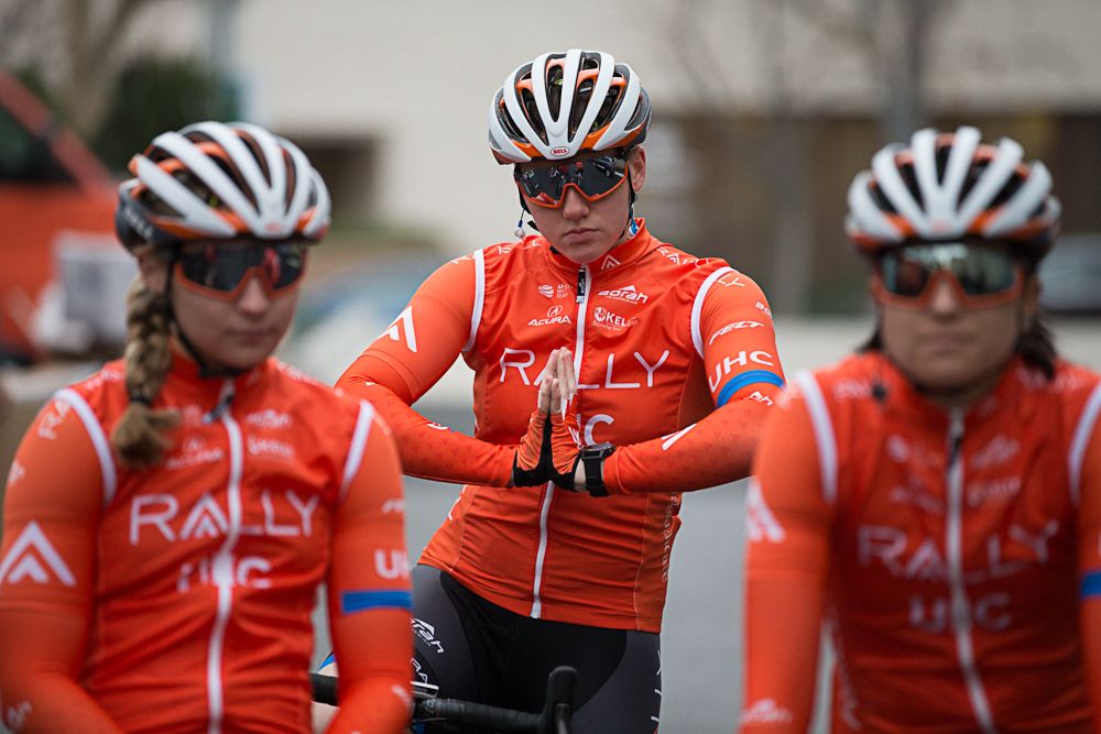 Kelly Catlin gets in the right frame of mind for a training ride