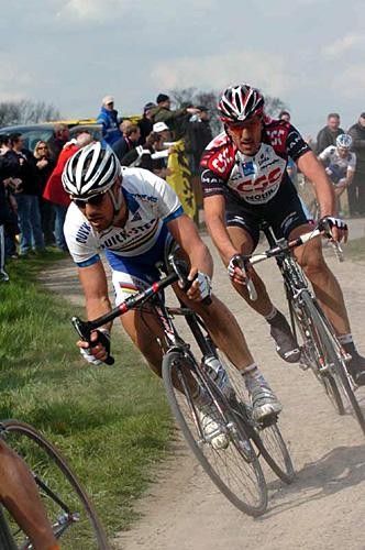 Tom Boonen (Quick.Step) and Fabian Cancellara (CSC)