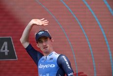 Eddie Dunbar on the podium after stage 11 of the Vuelta a España