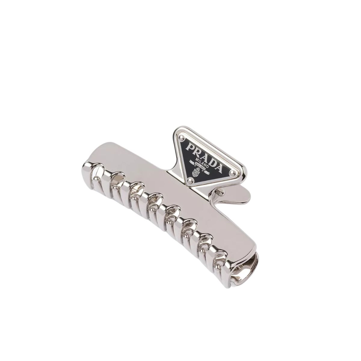 Prada Brand-Plaque Silver-Tone Brass Hair Clip