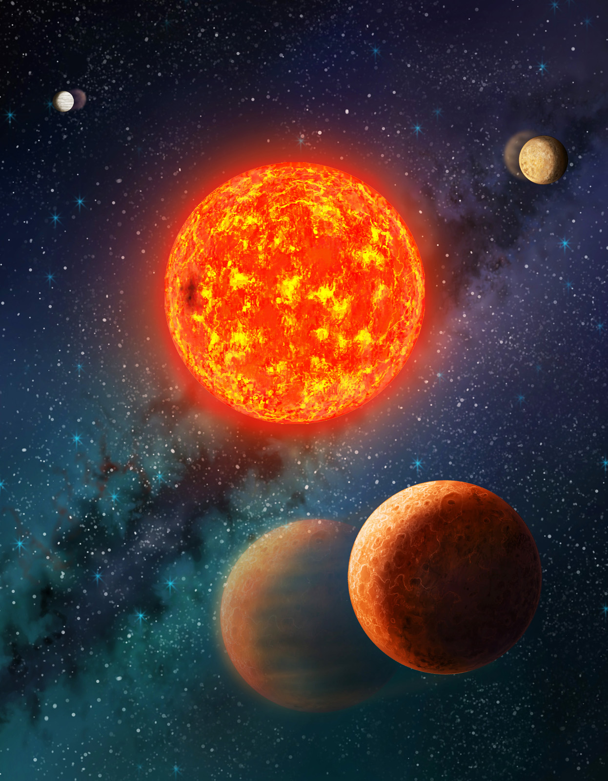 The exoplanet Kepler-138 b, shown here in an artist&#039;s view, is the first alien planet smaller than the Earth with both its mass and size measured. The planet, found with NASA&#039;s Kepler space telescope, orbits a red dwarf star 200 light-years from Earth.