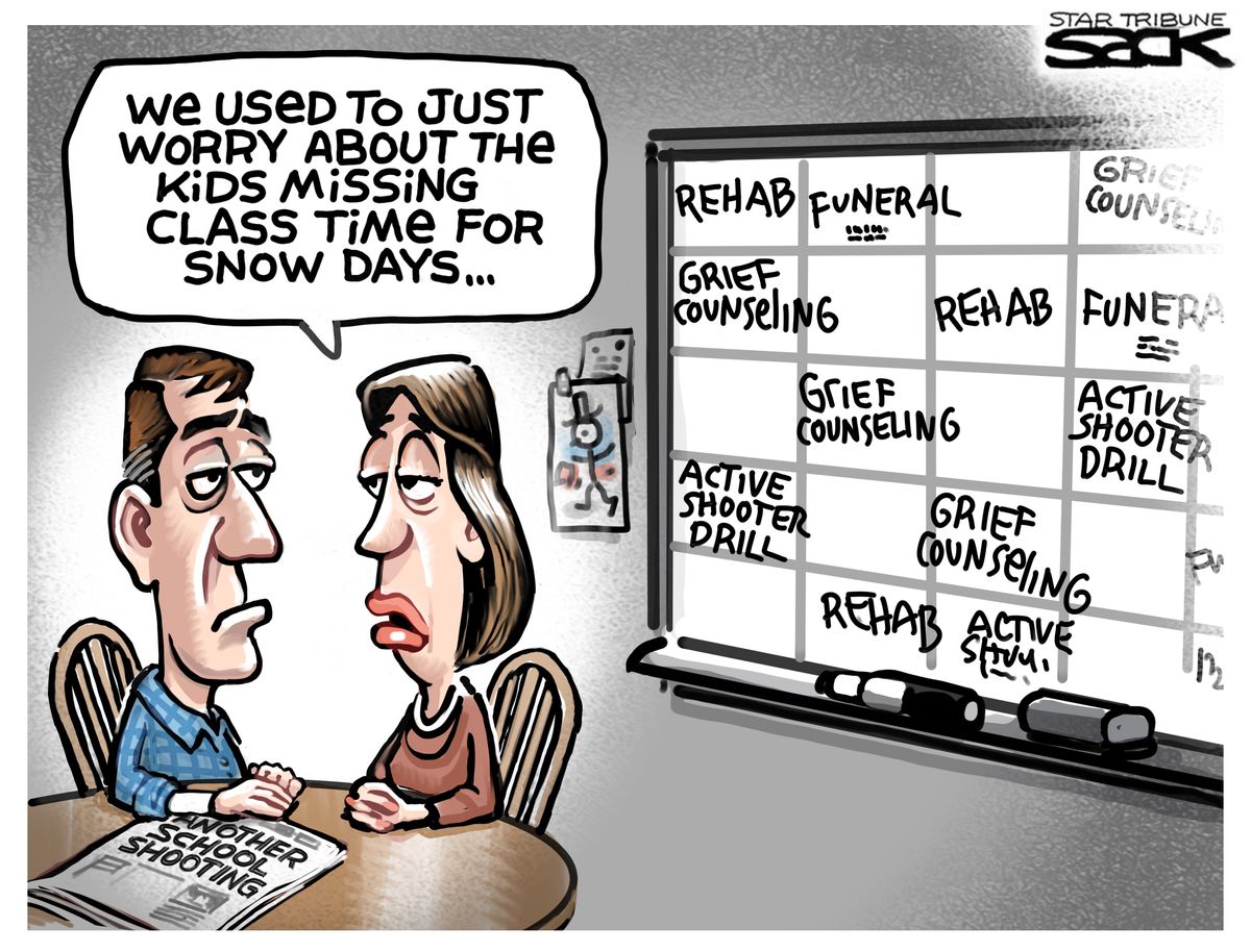 Editorial Cartoon U.S. School shootings procedures | The Week