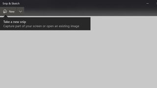 A screenshot of Windows' Snip & Sketch tool showing a blank menu with the option to create a new screenshot