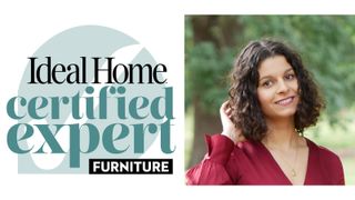 Teal certified expert furniture logo with headshot of Sara Hesikova