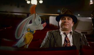 Who Framed Roger Rabbit Roger listens to Eddie tell his story in the movie theater