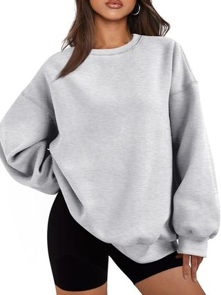 Efan Womens Oversized Sweatshirts Hoodies Fleece Crewneck Sweaters Casual Tops Comfy Fall Fashion Outfits Winter Clothes 2024 Grey S