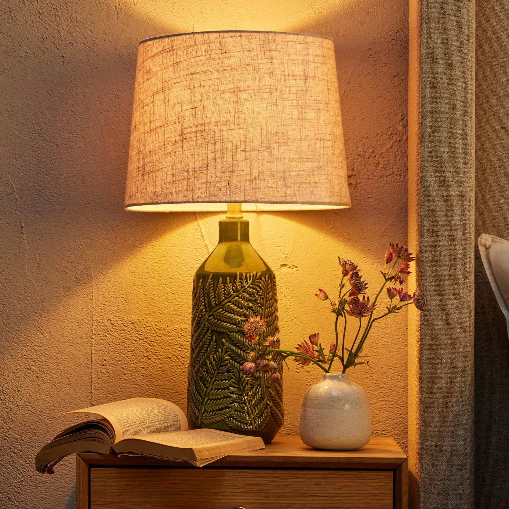 Fern Ceramic Textured Table Lamp - Green