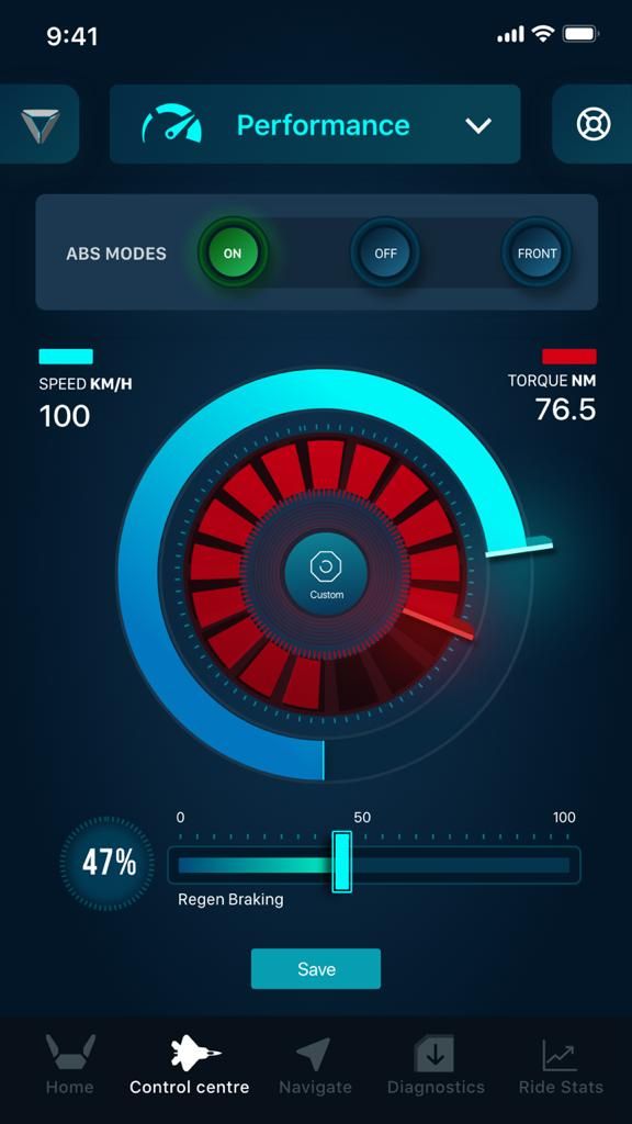 Ultraviolette F77 app interface