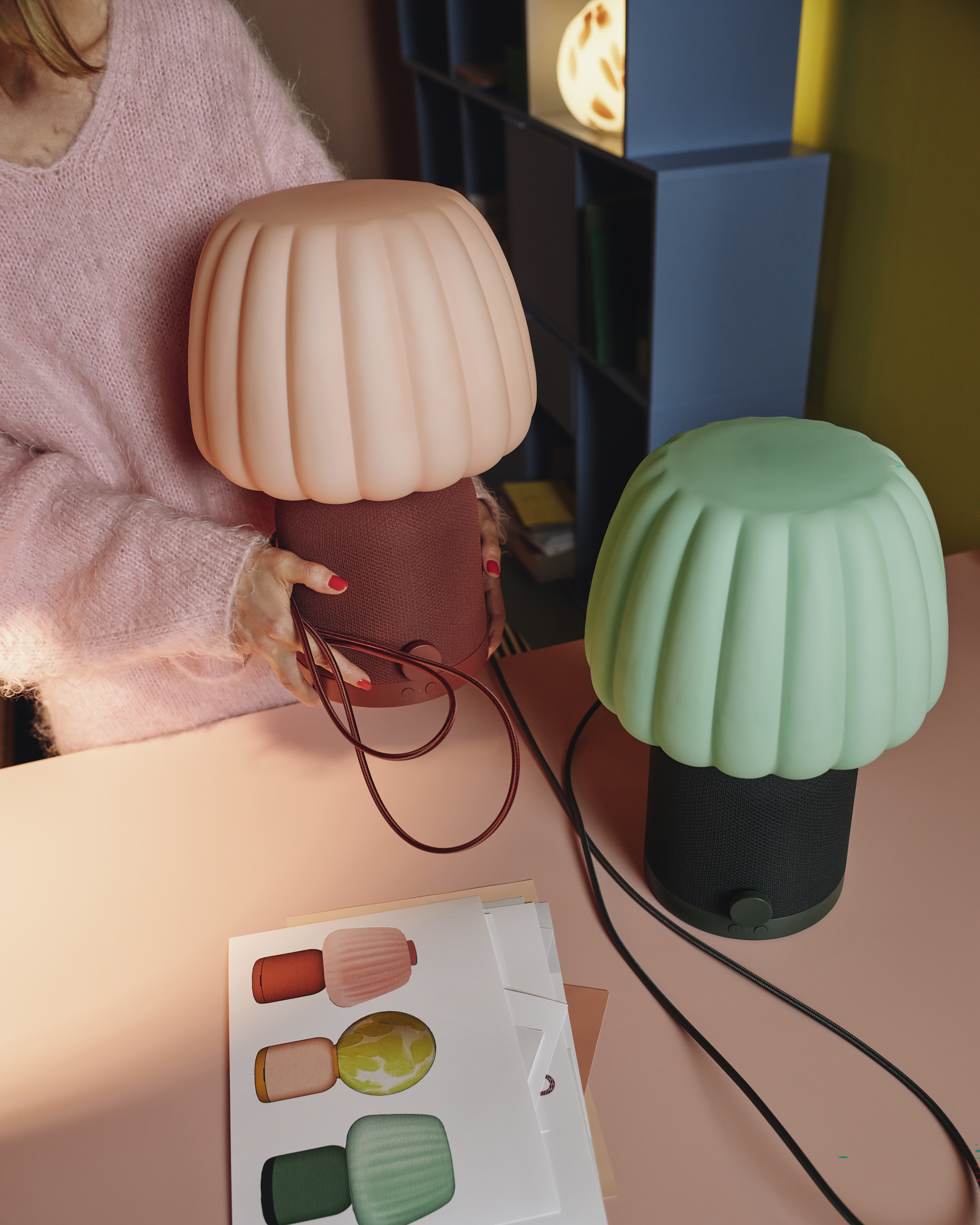 pink and mint green ice cream-inspired lamp designs
