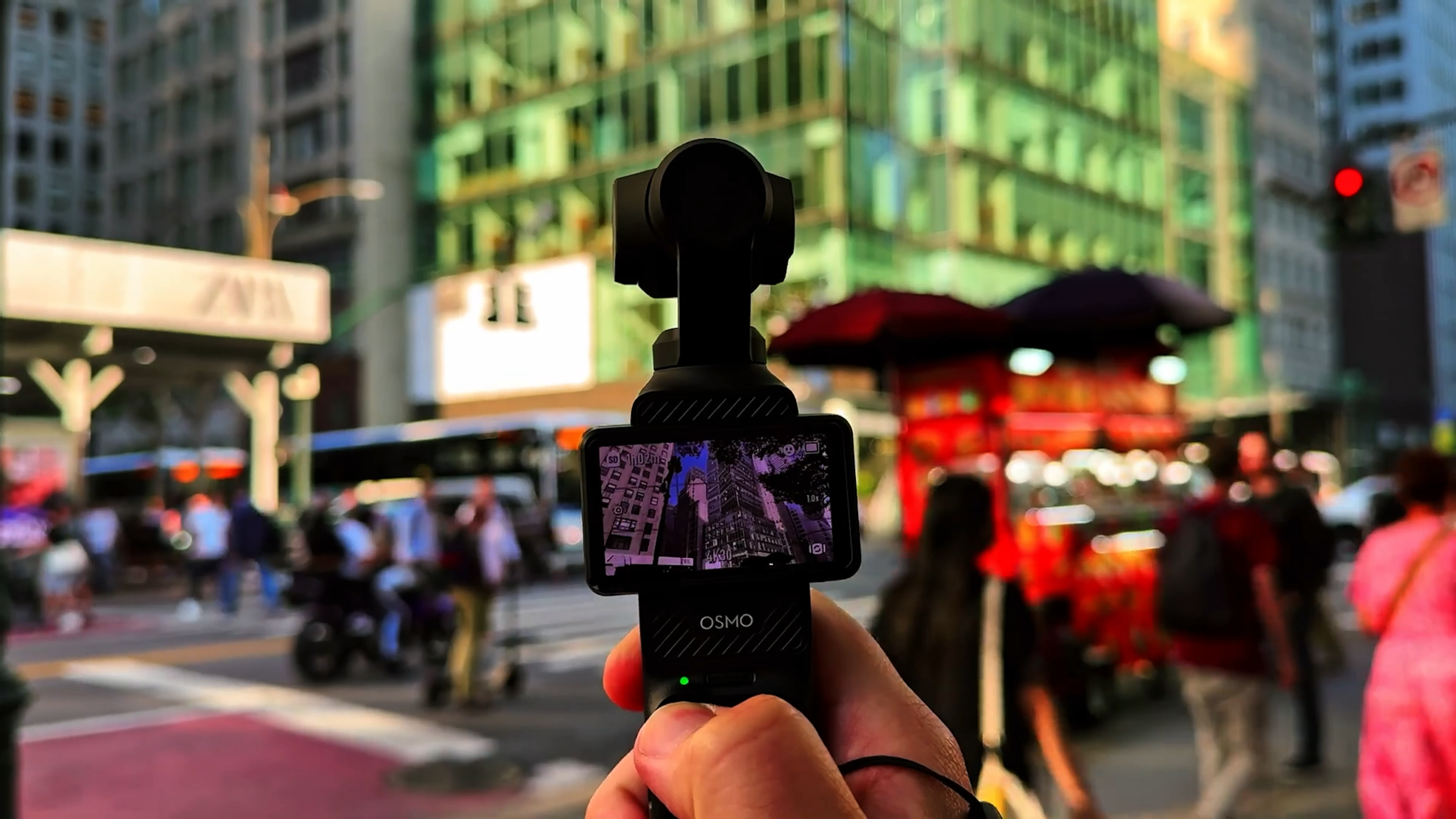 DJI Osmo Pocket 3 in busy city