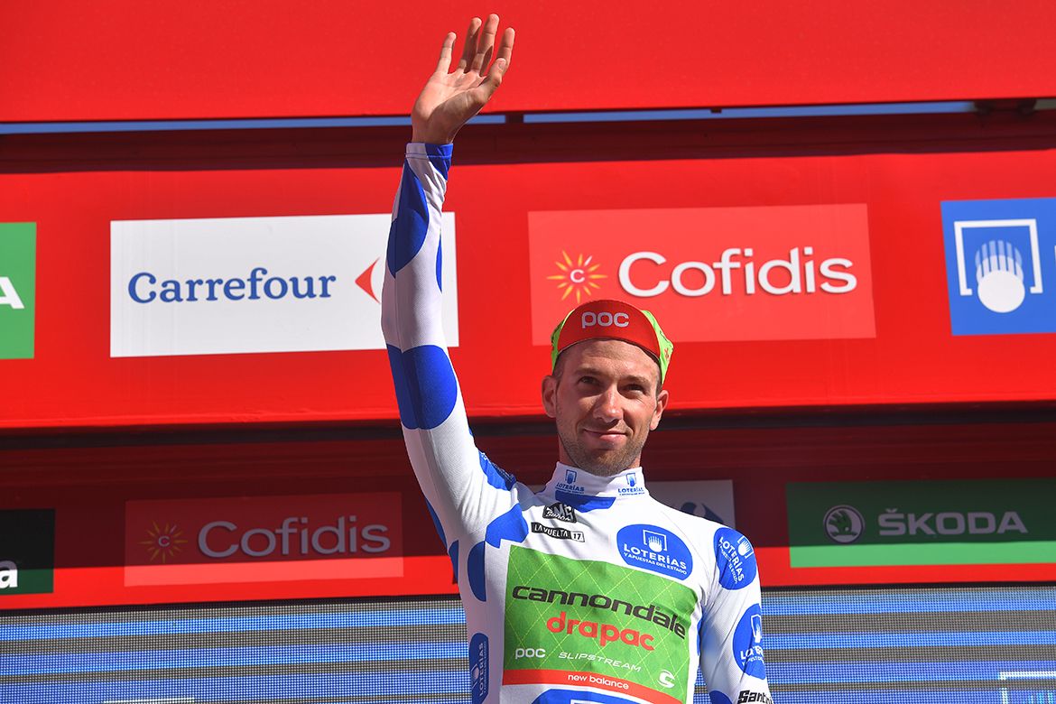 Davide Villella in polka dots at the Vuelta a Espa&ntilde;a