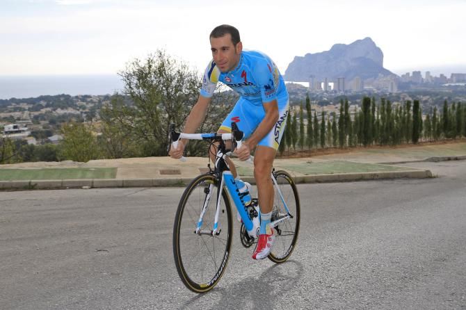 Vincenzo Nibali shows for the camera in training