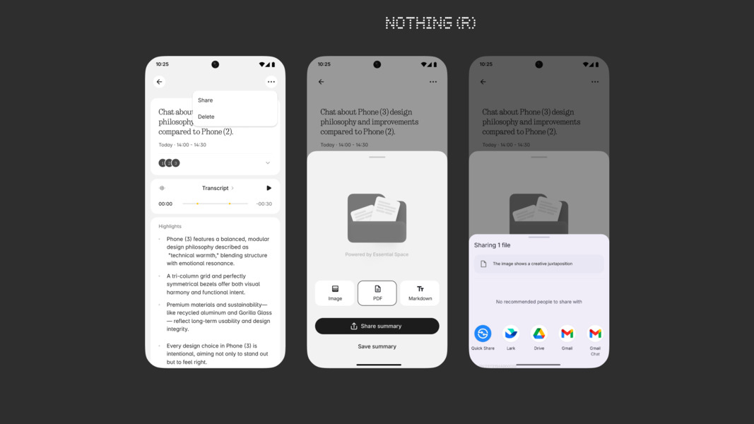 Essential Space flip to record sharing