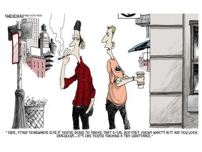 Editorial cartoon e-cigarettes