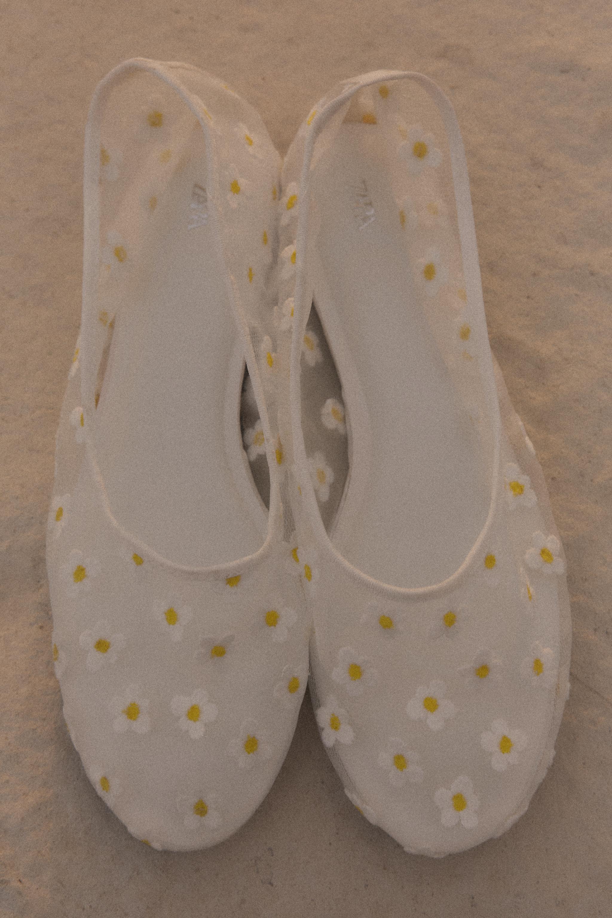 Floral Mesh Ballet Flats
