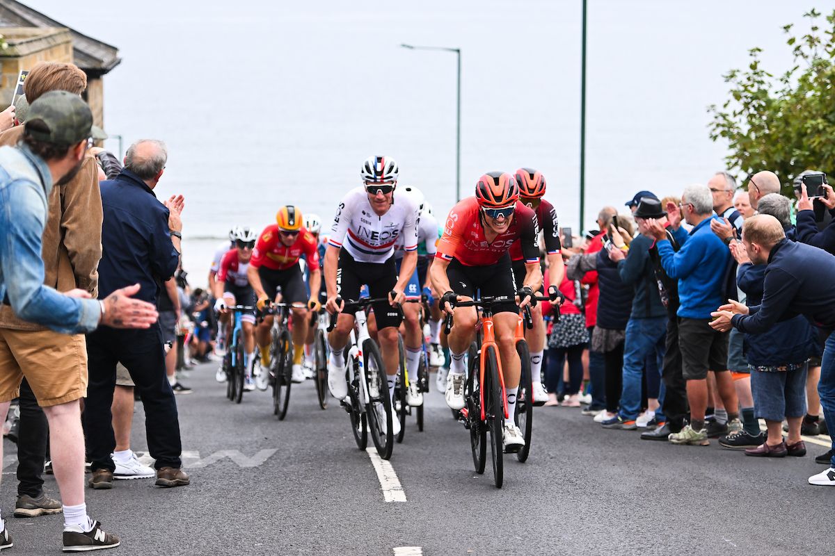 Picture by Will Palmer/SWpix.com - 04/09/2024 - Lloyds Bank Tour of Britain 2024 - Stage 2:&Acirc;&nbsp;Darlington to Redcar, England - INEOS Grenadier climbing the Saltburn Bank