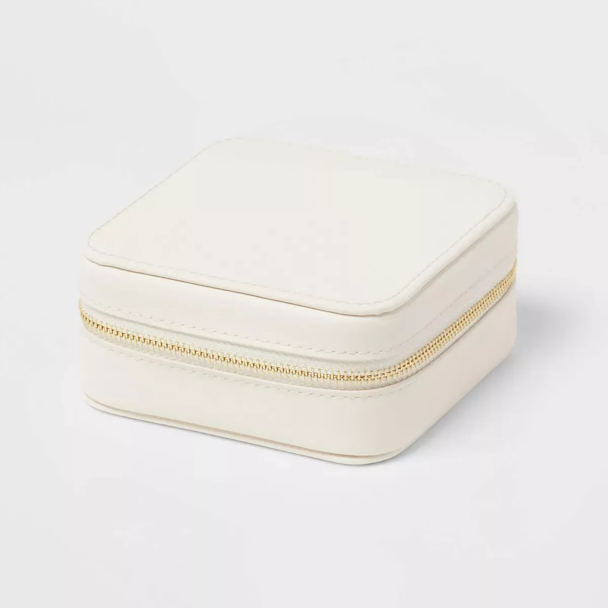 Small Travel Accessory Organizer Off-White - Brightroomu0026#8482;: Jewelry Storage With Inside Mirror, Faux Leather, Adult Use