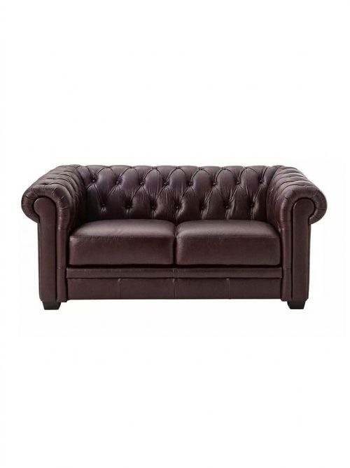 Chesterfield Chocolate Leather 2 Seater Sofa