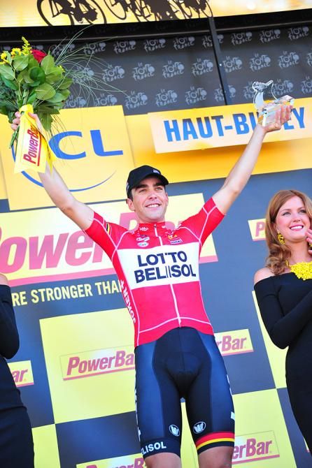 Tony Gallopin (Lotto Belisol) celebrates his win on stage 11 of the Tour de France