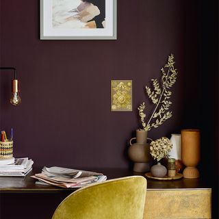 best colour combinations, Plum wall with table and chair