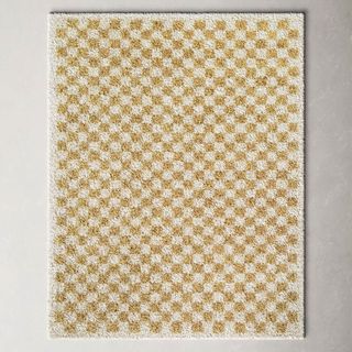 Walker Checkered Rug in butter yellow and white checks