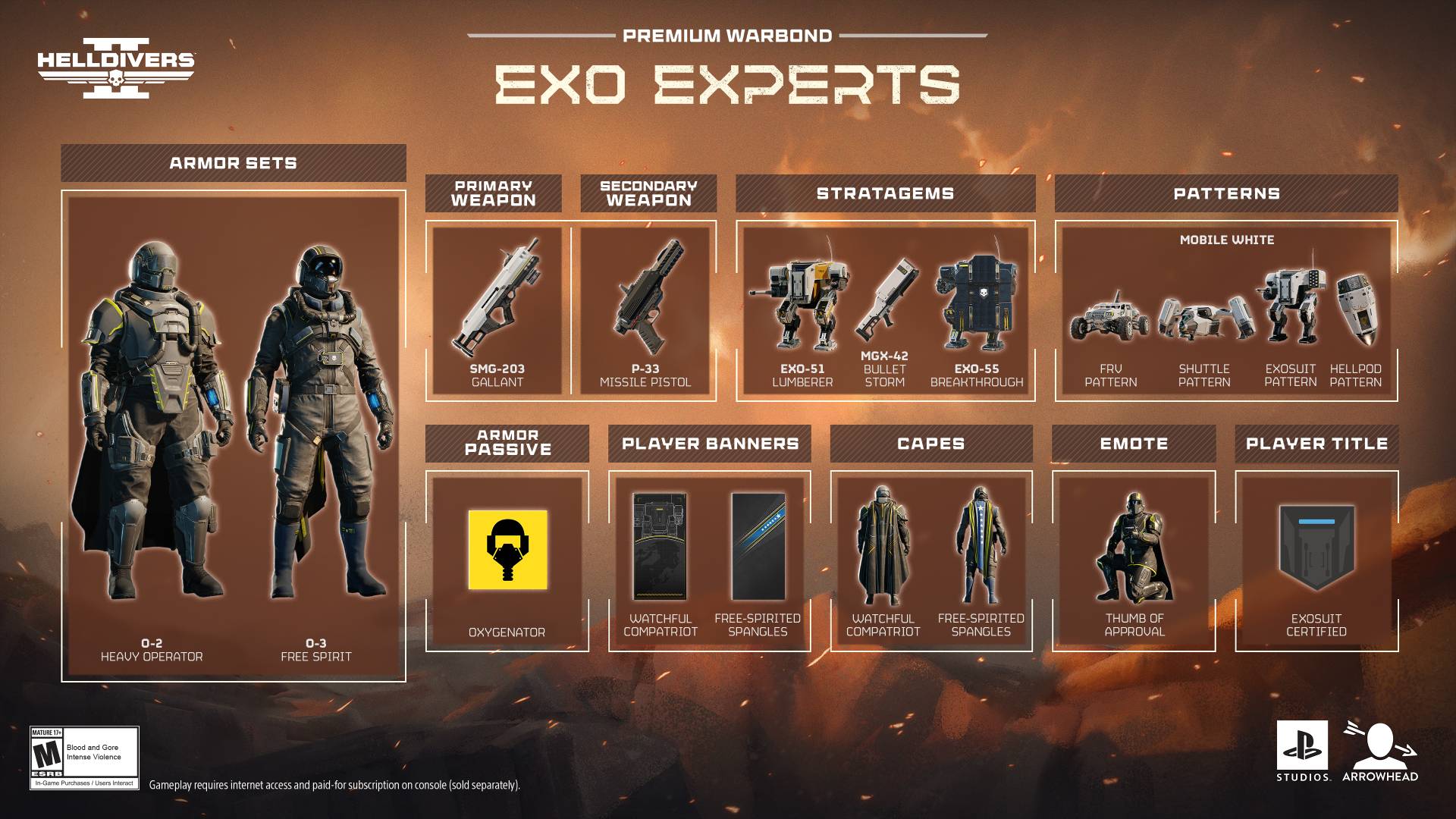 Helldivers 2 Exo Experts Warbond all gear