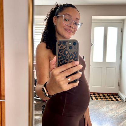 Health writer Becks Shepherd trying Reformer Pilates while pregnant