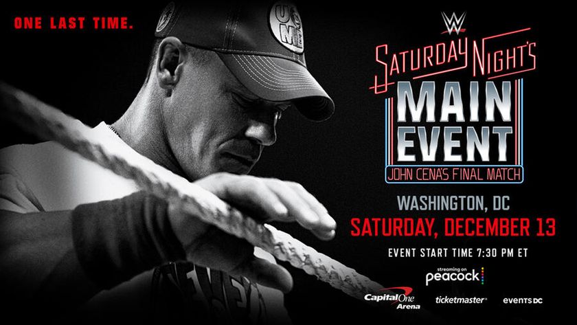 John Cena on the poster for WWE Saturday Night's Main Event, where he'll wrestle the final match of his career.