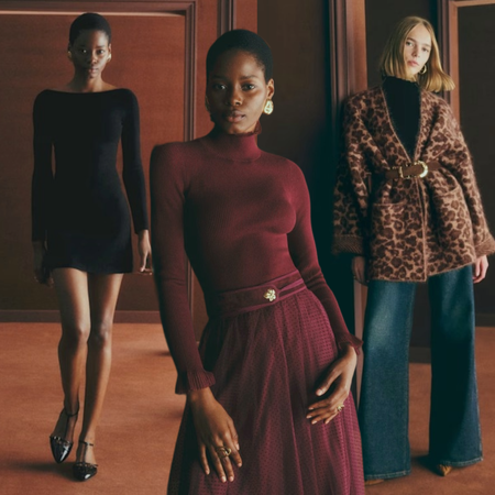 collage of models wearing S&eacute;zane winter 2025 collection 