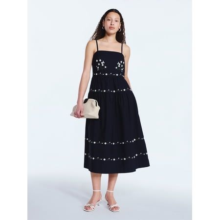 Embroidered Cotton Midi Dress