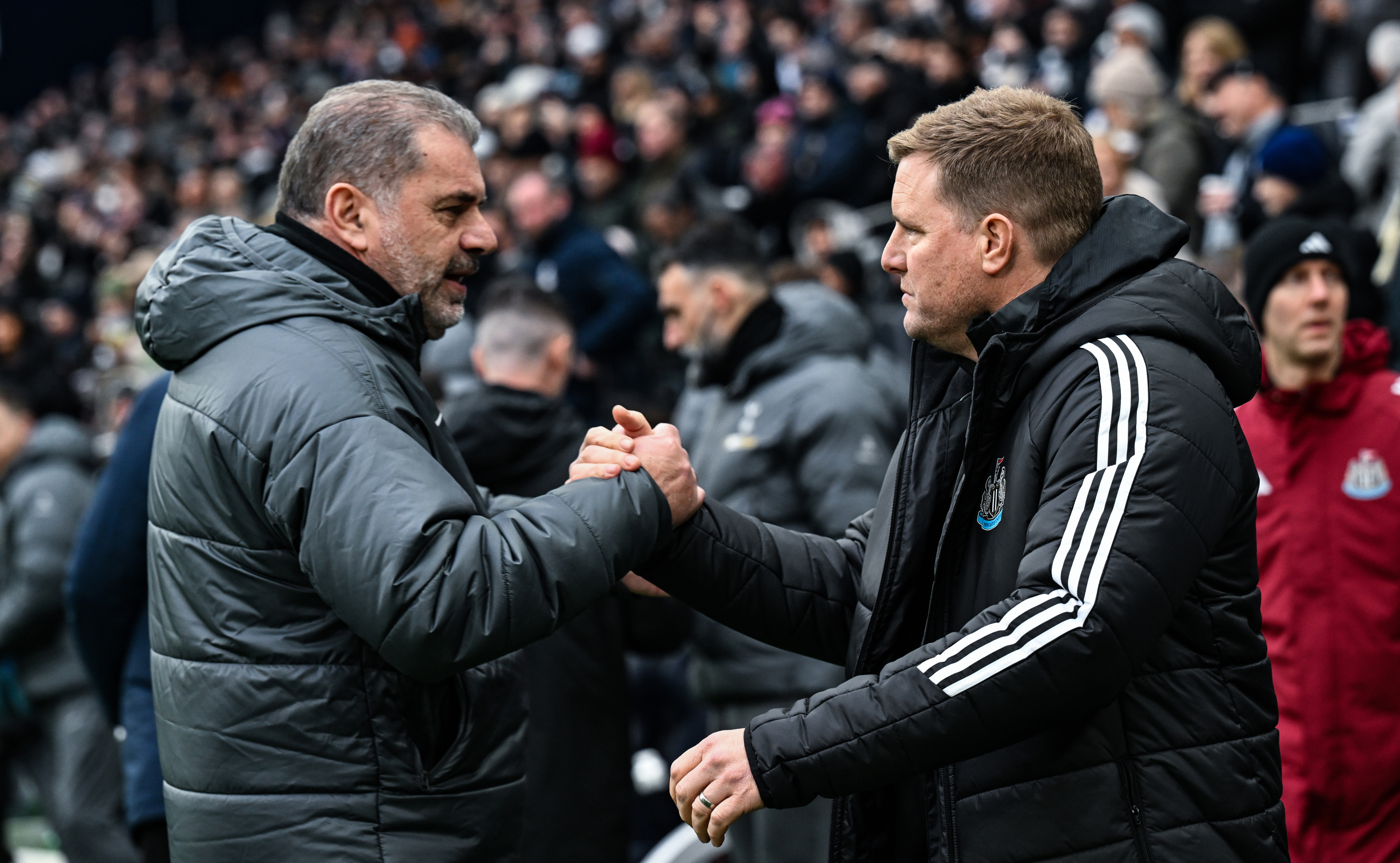 LONDON, ENGLAND - JANUARY 04: The Premier League match between Tottenham Hotspur FC and Newcastle United FC at Tottenham Hotspur Stadium on January 04, 2025 in London, England. (Photo by Serena Taylor/Newcastle United via Getty Images)