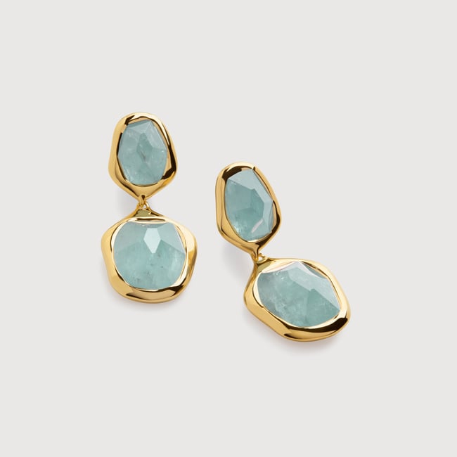Gold Vermeil Odyssey Gemstone Cocktail Earrings - Aquamarine