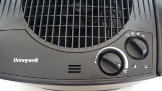 Image shows a closeup view of the Honeywell Top Fill Cool Moisture Humidifier controls.