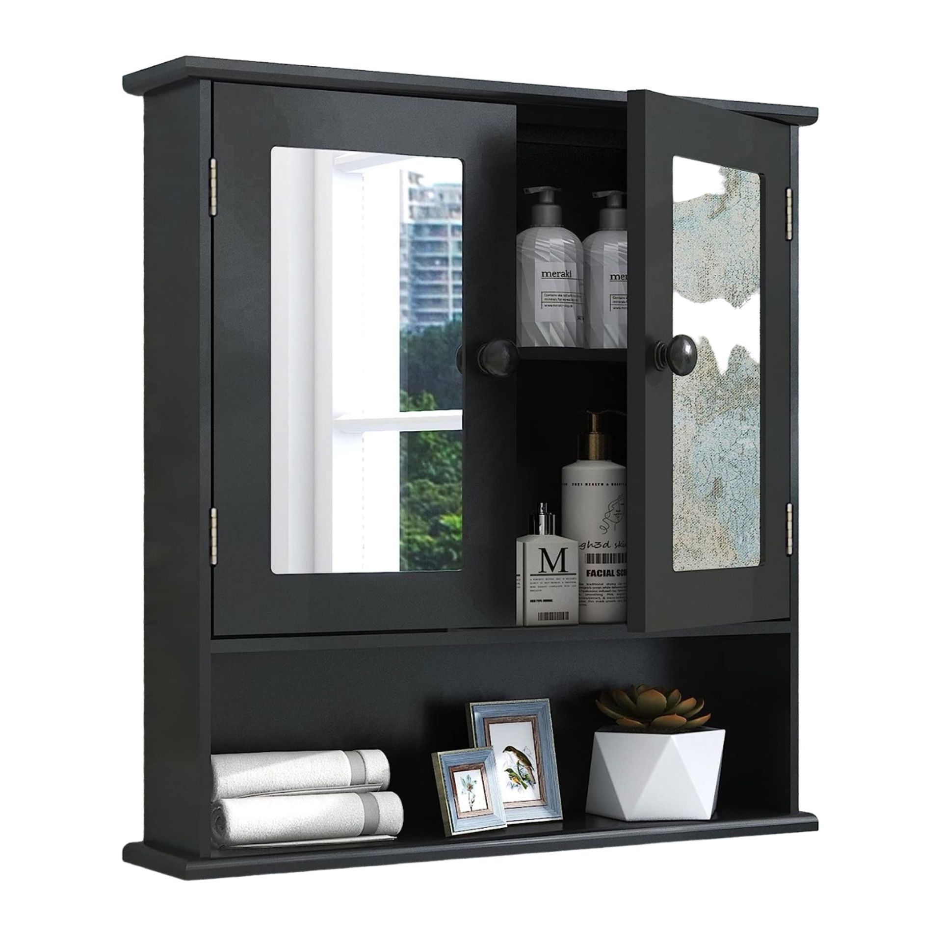 Cermin kamar mandi Taohfe dengan penyimpanan