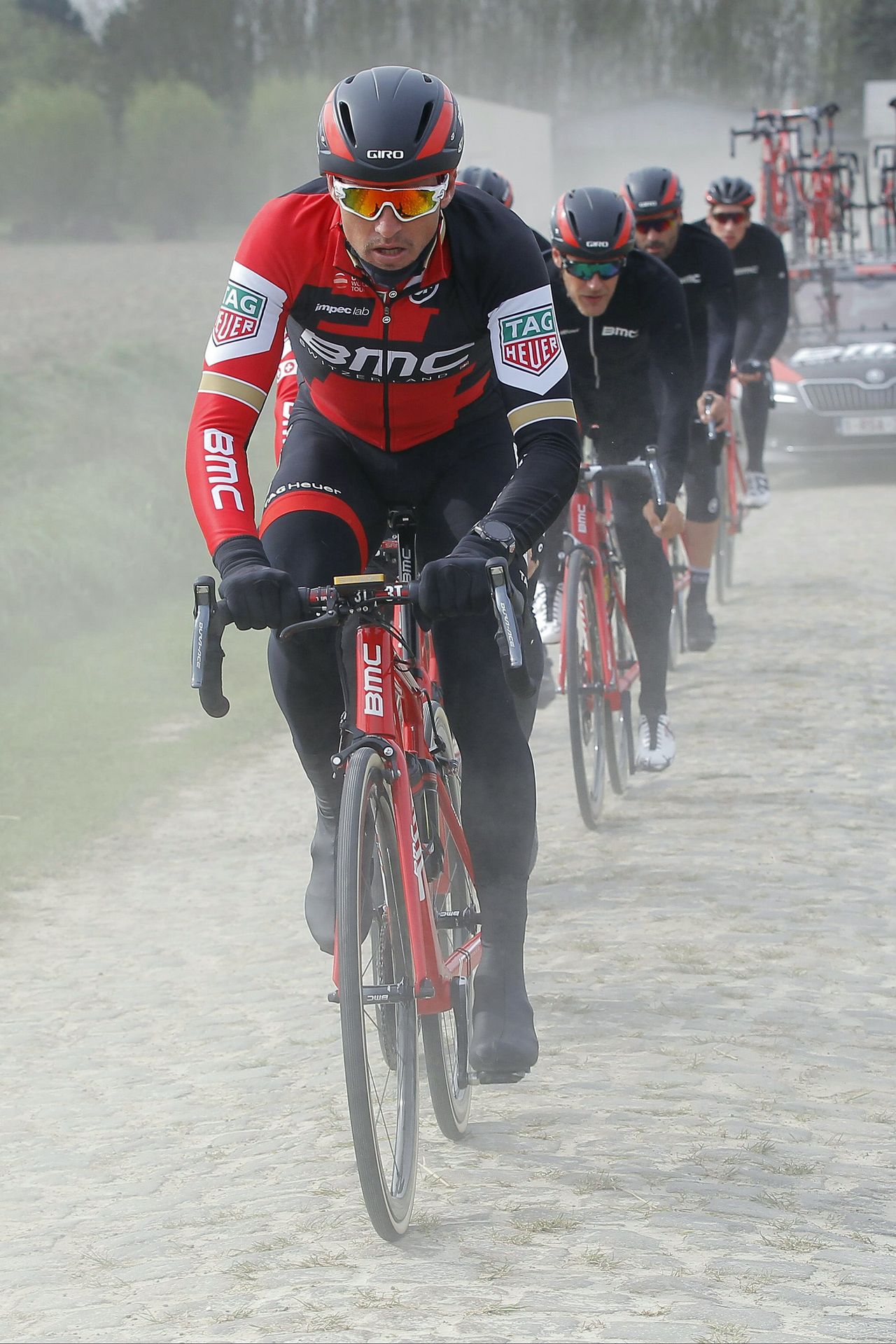 Greg Van Avermaet (BMC Racing) during a training - reconnaisance of the cobblestones sections of Paris-Roubaix