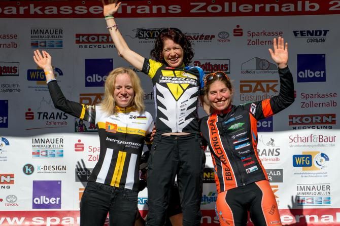 Women's stage 3 podium: Silke Schmidt, Esther Suess, Elisabeth Brandau