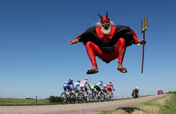The ubiquitous devil made his daily appearance along the race route.