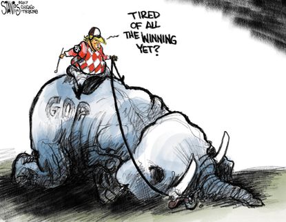 Political cartoon U.S. Trump GOP health care reform