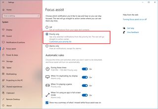 Windows 10 enable Focus assist
