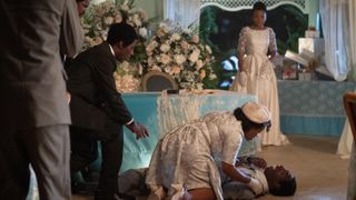 The wedding scene where Little Man (Anthony Mark Barrow) dies in Black Cake
