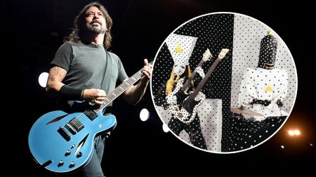Main image Frontman Dave Grohl of Foo Fighters performs at the Intersect music festival at the Las Vegas Festival Grounds on December 7, 2019 in Las Vegas, Nevada; Secondary image&ndash;Angine de Poitrine press photo with instruments