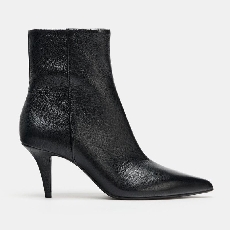 Zara , Leather Heeled Ankle Boots