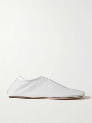 Leather-Trimmed Mesh Ballet Flats